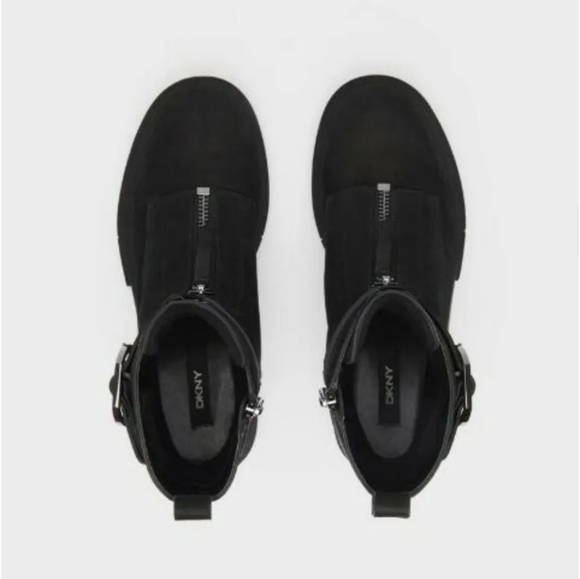 DKNY Laina Ankle Combat Boot Lug sole Goat Black K3020100 Women's Size 9.5 M new - Picture 5 of 6